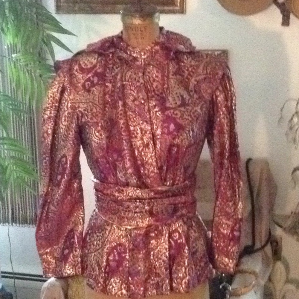 Vintage Paisley Blouse - Red and Gold